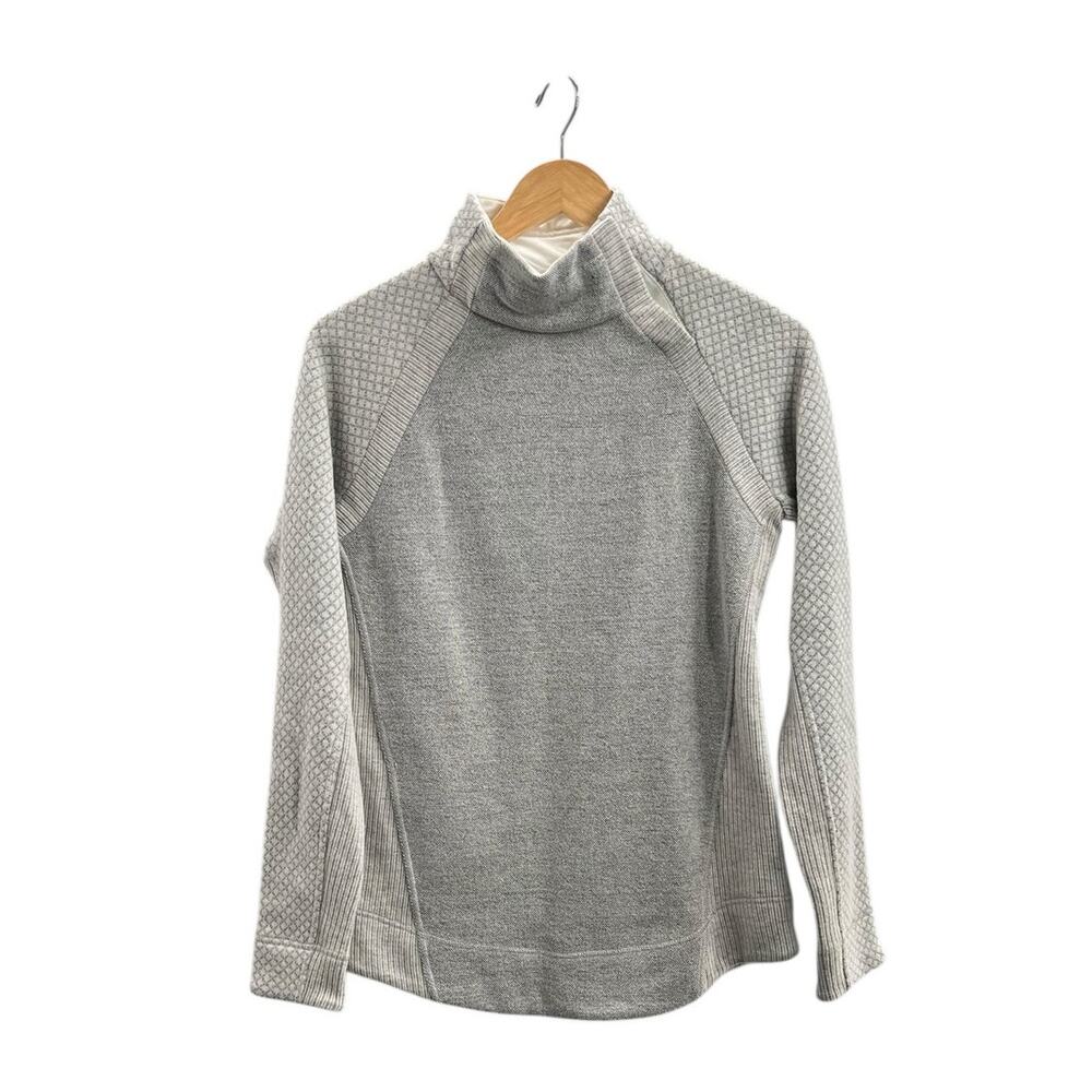 Prana Brandie Wool Blend Snap Collar Pullover Gray Knit Women's Size Small